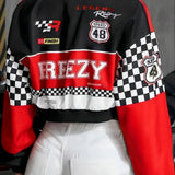 Kort- og langærmet motorcykeljakke med bogstavprint