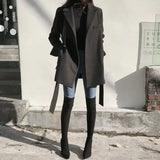 Sort blazer i uldblanding med snørebånd