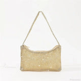 Mousserende aftenclutch med rhinsten, skulderrem med diamanter, bryllupsclutch