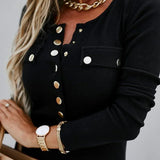 Elegant jacquardstrikket sweater med knapper foran