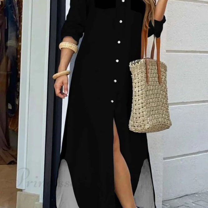 Skjortekjole med knappelommer - Lange ærmer