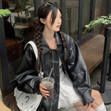 Kort, oversized bikerjakke