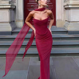 Højtaljet bodycon bandeau-nederdelsæt