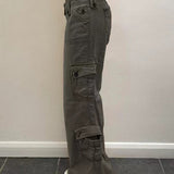 Vintage denim cargobukser med flere lommer og mellemhøj talje