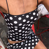 Todelt sæt: bustier-nederdel med polkaprikker