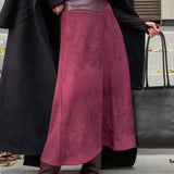 Vintage A-formet midi-nederdel i imiteret ruskind