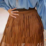 Elegant mini-nederdel med mesh-frynser