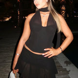 Sæt med tanktop og miniskørt uden ryg