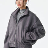 Lang bikerjakke i PU-læder