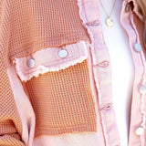 Langærmet frakke i børstet vaffelstrik