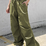 Trendy cargobukser med lav talje og snøre