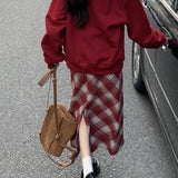 Vintage højtaljet trapeznederdel med slids