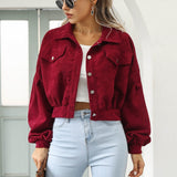 Kort fløjlsjakke med knapper