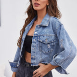 Denimjakke med rå kanter