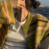 Løstsiddende stribet vest med farveblok