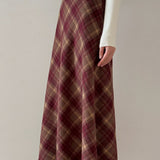 Rød ternet uld bodycon nederdel