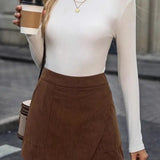 Højtaljet trapeznederdel i corduroy