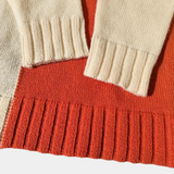 Damesweaterkjole - Strik - Løs pasform - Høj hals - Patchwork-design