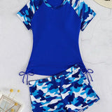 Todelt sæt med camouflage-shorts og UV-beskyttelse