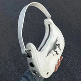 Hvid stjernemønstret skuldertaske, sød og afslappet