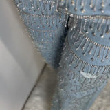 Jeans med lige ben og rhinstensfrynser