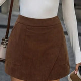 Højtaljet trapeznederdel i corduroy