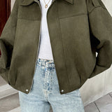 pilotjakke med ruskindslook-krave med hak