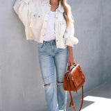 Langærmet frakke i børstet vaffelstrik