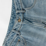 Højtaljede, bløde, broderede cropped jeans