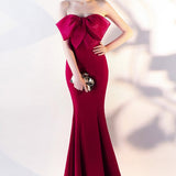 Maxi stropløs havfrue-aftenkjole uden sløjfe