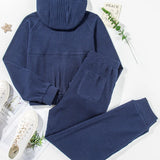 Dame loungewear-sæt - Højhalset top med lynlås - Bukser med elastisk talje