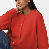 Vintage lysegrå strikvest med muslingeknapper