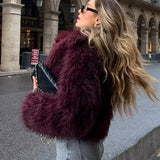 Tyk, plyskrave, ensfarvet, varm kort frakke