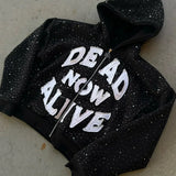 Komfortabel hættetrøje med lynlås og grafisk mønster