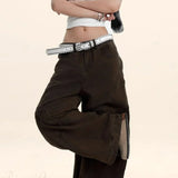 Cargobukser med vide ben og ustrukturerede, buede snit