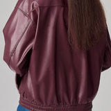 oversized læderjakke med lange ærmer