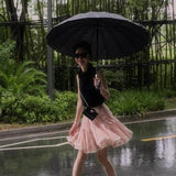 Flagrende, røget pink mini prinsessenederdel