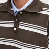 Stribet bluse med lange ærmer og en afslappet krave