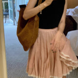 Flagrende, røget pink mini prinsessenederdel