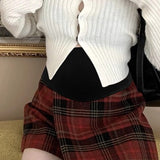 Rød ternet trapeznederdel