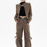 Kort bikerjakke i læder