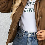 Dunjakke med kort høj krave