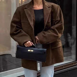 Lang afslappet ruskindsjakke