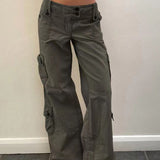 Vintage denim cargobukser med flere lommer og mellemhøj talje