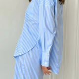 Stribet og farveblok-agtigt maxinederdelsæt med slids