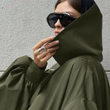 Unik oversized og slank retro grøn trenchcoat i to dele