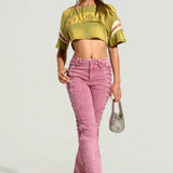 Denimjeans med snørebånd og snøre