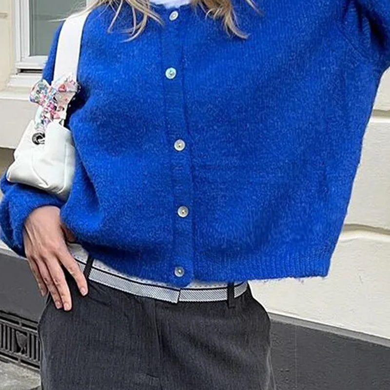 Kort strikket cardigan med knapper