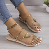 Damesandaler - Flere remme med hjertedetaljer - Flad og elegant komfort