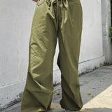 Trendy cargobukser med lav talje og snøre